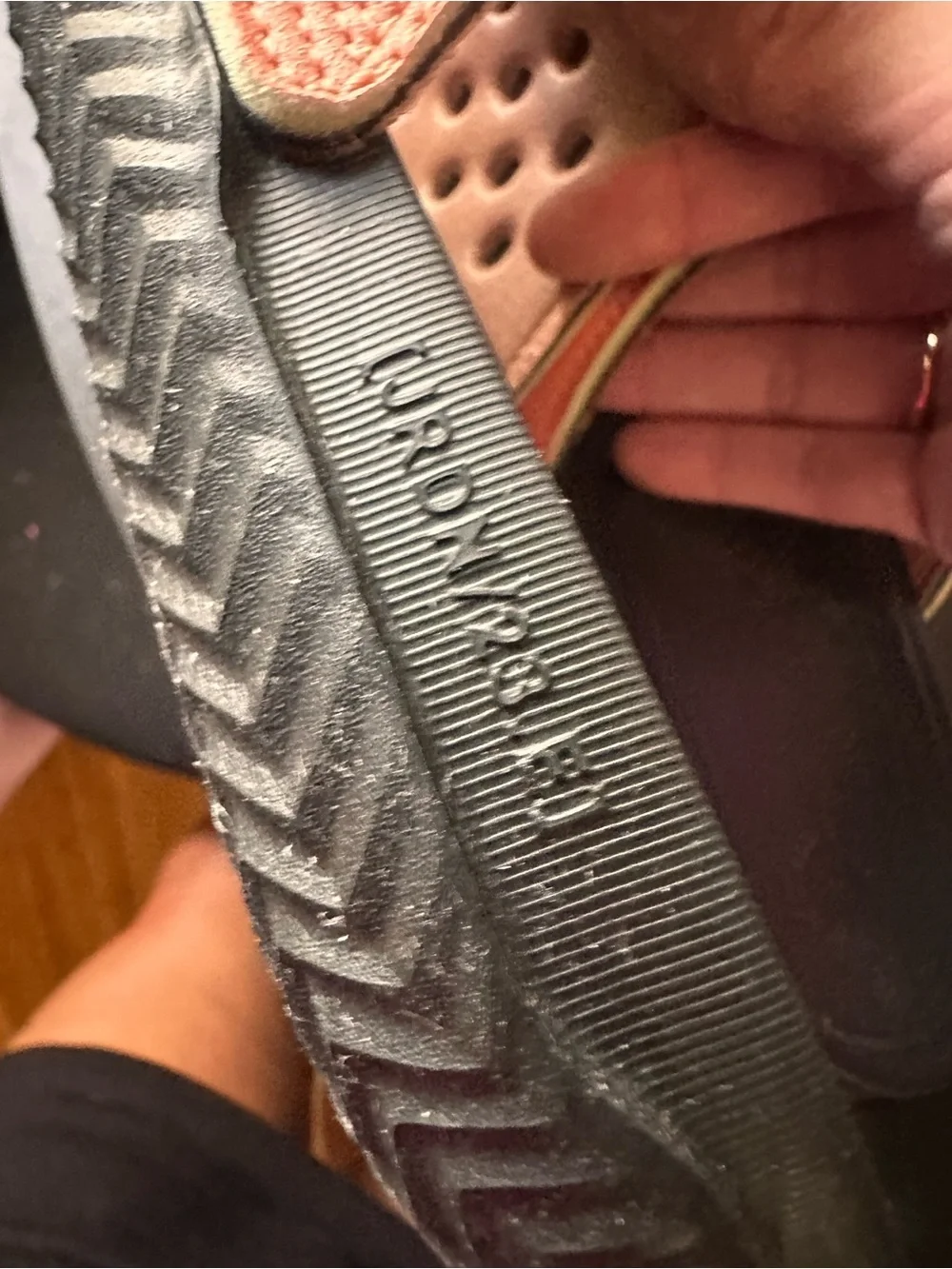 Jordan Peach and Black Slide Sandals